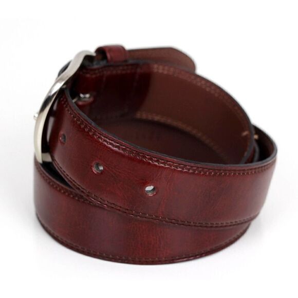 IZOD BROWN GENUINE LEATHER 1 3/8"Wd STITCH CASUAL DRESS MEN'S BELT Sz 38/95 (B86 - Picture 3 of 14